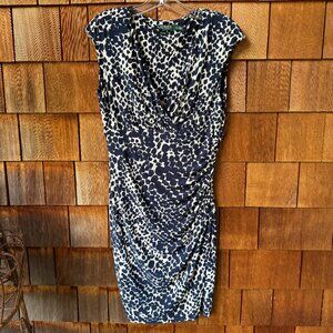 EUC Ralph Lauren Cap Sleeve V-Neck Geo Print Stretch Knit Dress in Women's 12